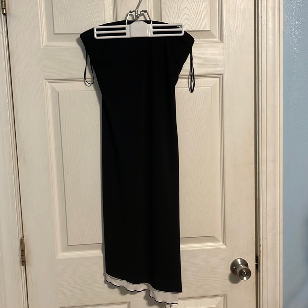 Strapless Express Black with White Dress. Size 5/6